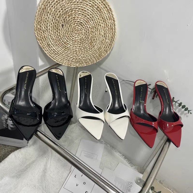 Women's Stiletto Sandals Pointed Toe Open Toe Patent Leather Slip-on_voghion.com