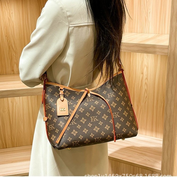 2026 m Lv Women's Handbag Shopping Bag Shoulder Crossbody Bag Tote Bag Genuine Leather Large Capacity European and American Retro