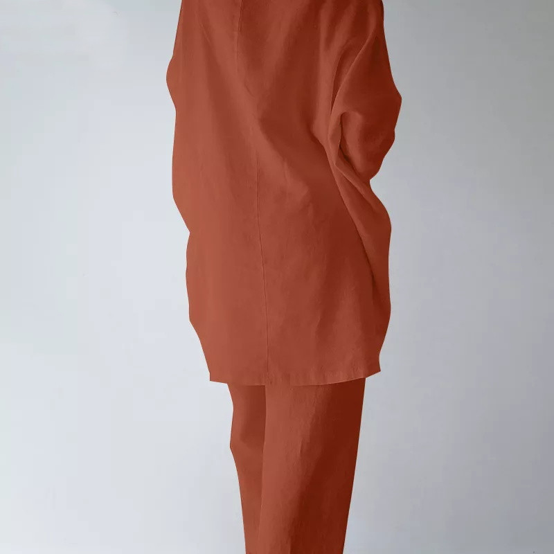 Täglich Frau Strassenmode Einfarbig Leinen Hosen-Sets Hosen-Sets display picture 11