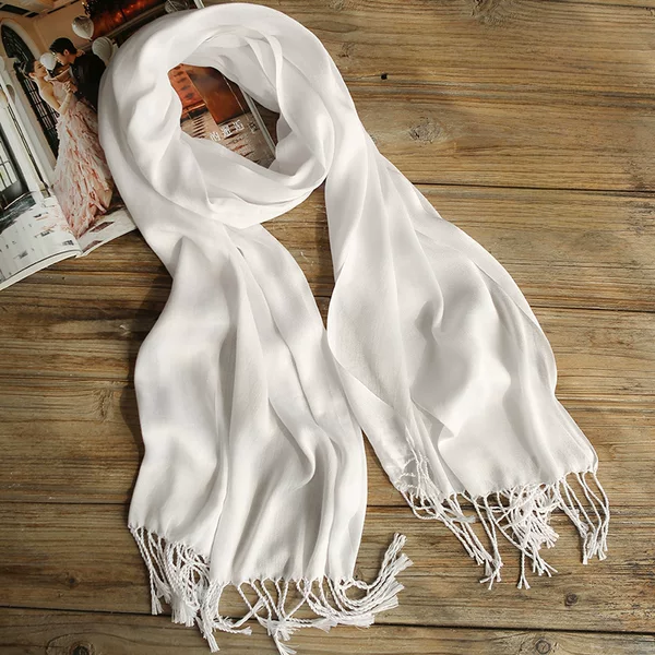 Tie-dyed White Cotton and Linen Scarf Children's Hand-dyed Cotton Tassel Long Scarf Printed Polyester Shawl Tourist Gift