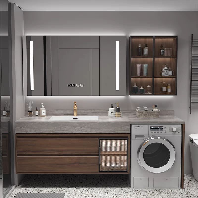 阳台洗衣机柜组合岩板无缝陶瓷盆浴室柜卫生间洗漱台洗手洗脸盆柜