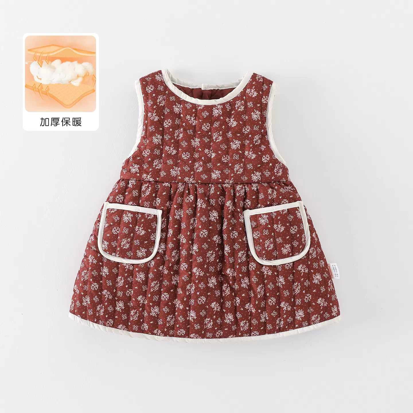 婴幼儿衣服秋冬装夹棉连衣裙碎花可爱保暖女宝宝冬季外出哈衣裙子