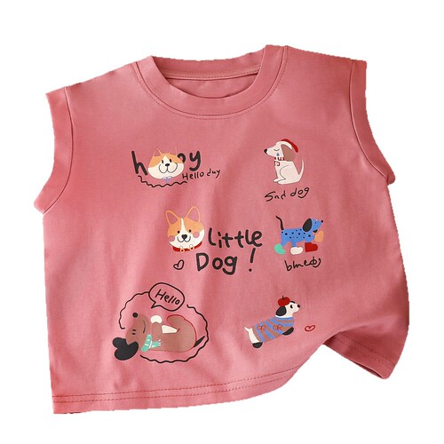 100% cotton children's vest t-shirt for boys and girls 2025 new summer cartoon baby sleeveless breathable top