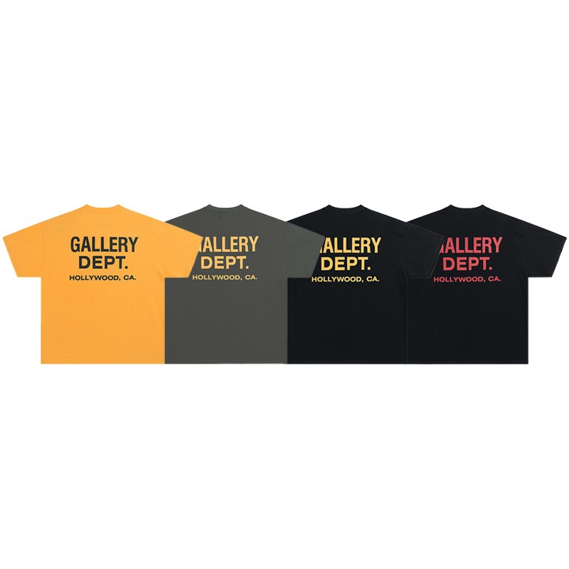 G @ LLERY marca de moda DEPT lema de letras clásicas LOGO impresión degradada camiseta de manga corta para hombres y mujeres