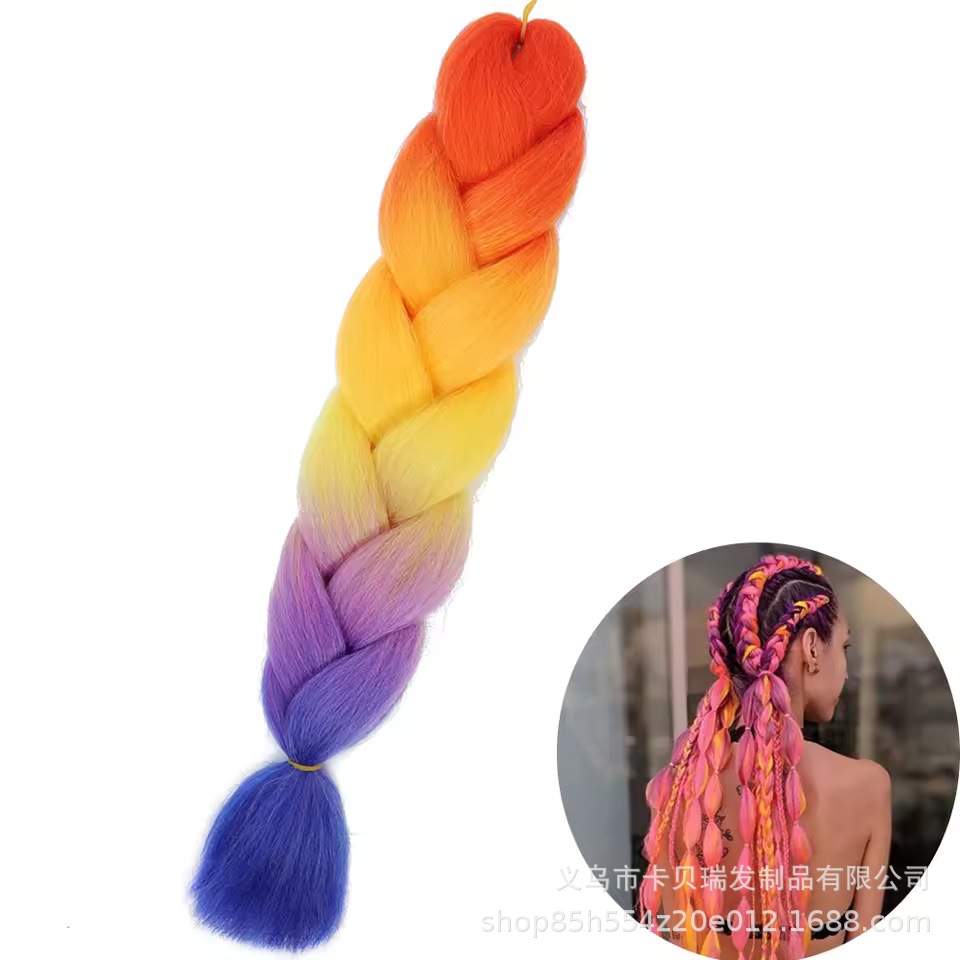 Xuchang pelucas al por mayor seda de alta temperatura teñido africano gran trenza jumbobraid fibra química colorida trenza sucia venta caliente