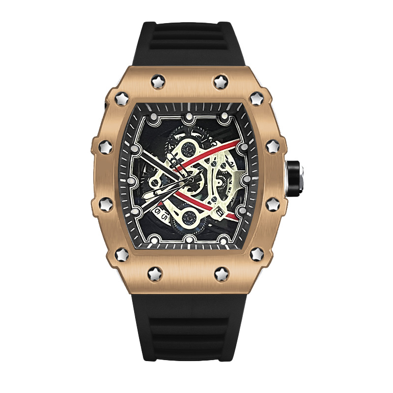 ZIDO Brand Casual Fashion Dominant Fully Automatic Quartz Hollow Luminous Waterproof Black Warrior 1707 Men's Watch_voghion.com