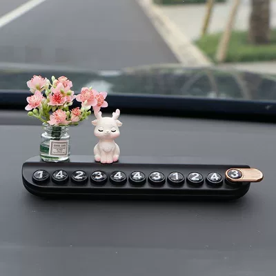 Nömrəli dayanma kartı – plate car ornaments - sating-deer-pink-peach-blossom-bottle-black-aromatherapy-license-plate