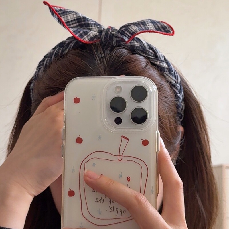 韩系甜美红蓝撞色蝴蝶结发箍学院风藏青波点牛仔带齿头箍防滑发饰|undefined