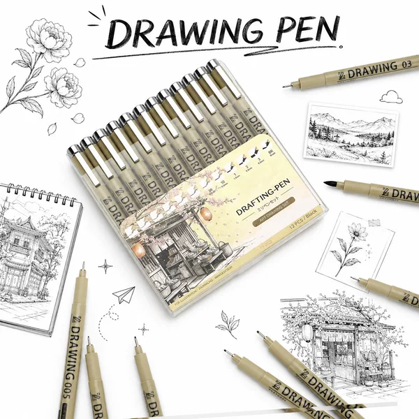 Cross-border best-selling art drawing needle pen set for hand-drawn comics, quick-drying waterproof outline pens wholesale