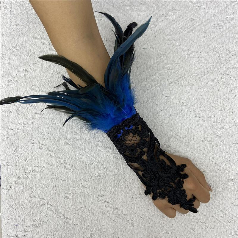 Halloween Feather Hook Gloves Party Ball Black Lace Accessories Anklet Anklet Cross Border_voghion.com