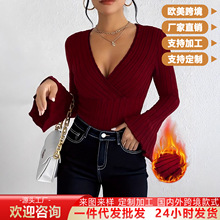 欧美跨境女装秋冬女士新款辣妹性感修身上衣秋衣保暖长袖打底衫
