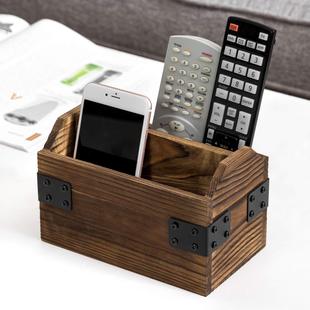 Wooden Storage Box Office Supplies Tool Compartment Organization Home Living Room Remote Control Sundries Creative Storage Box