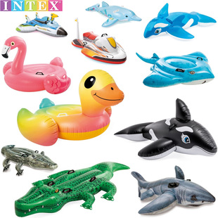 Children's Water Inflatable Toy Shark Big Crocodile Mount Unicorn Flamingo Yellow Duck Floating Row Adult Swimming Ring