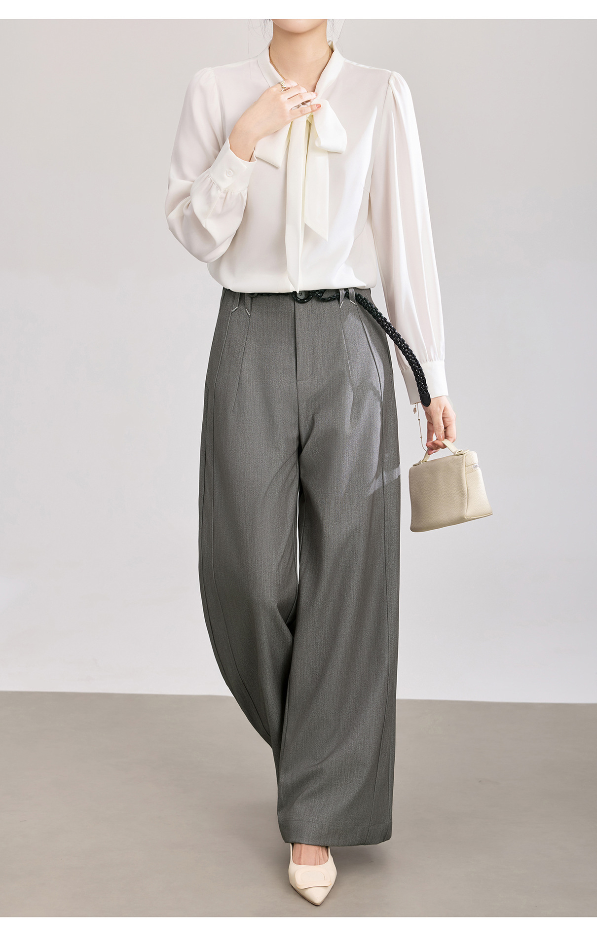 Quần culottes nữ ống rộng dáng suông chất len pha tơ nhân tạo cao cấp — Xanh lông mòng đen chi tiết 22