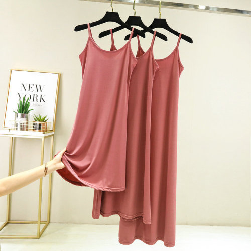 New summer ice silk mask slimming maxi dress with solid color camisole underskirt and base layer dress