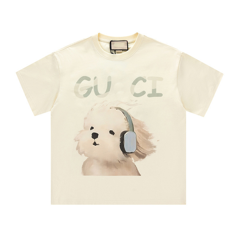 High version G home 25SS new headphones dog hand-painted graffiti printed men's and women's loose T-shirt short sleeve manufacturers straight out High version G home 25SS new headphones dog hand-painted graffiti printed men's and women's loose T-shirt short sleeve manufacturers straight out