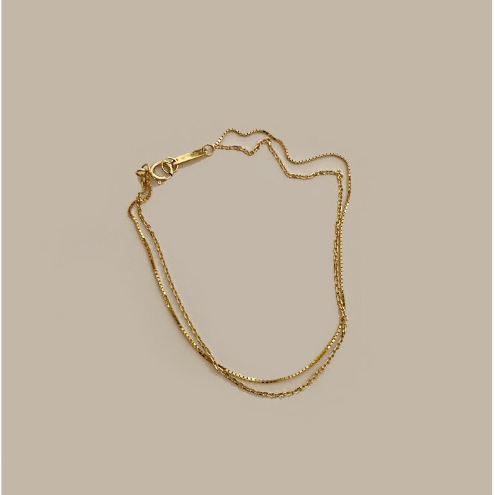 S925 Sterling Silver Plated with 14K Gold, Ultra-Thin, Stylish and Dynamic Double-Layer Chain Box Chain Cross Chain Full Bracelet, Minimalist and Versatile S925 Sterling Silver Plated with 14K Gold, Ultra-Thin, Stylish and Dynamic Double-Layer Chain Box Chain Cross Chain Full Bracelet, Minimalist and Versatile