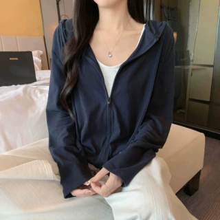 韩系时尚爆款连帽拉链卫衣外套女春秋季宽松松弛感长袖上衣可加工