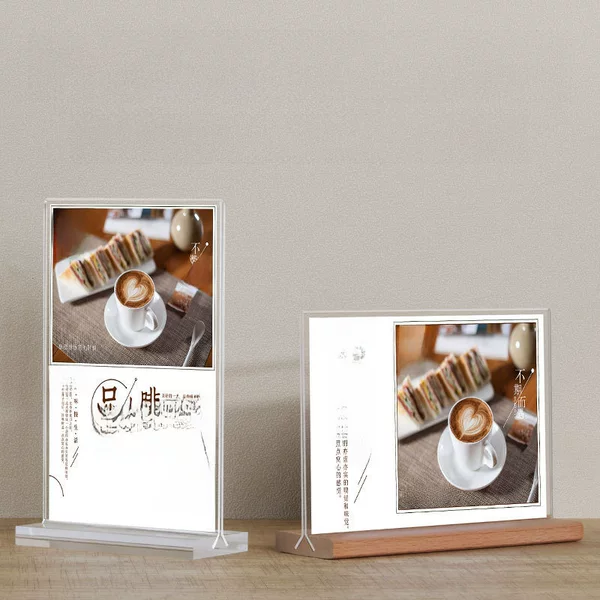 Transparent Acrylic Table Card T-Shaped Pull-Out Table Sign A4 Display Stand Price Sign Menu A5A6 Table Sign Wholesale