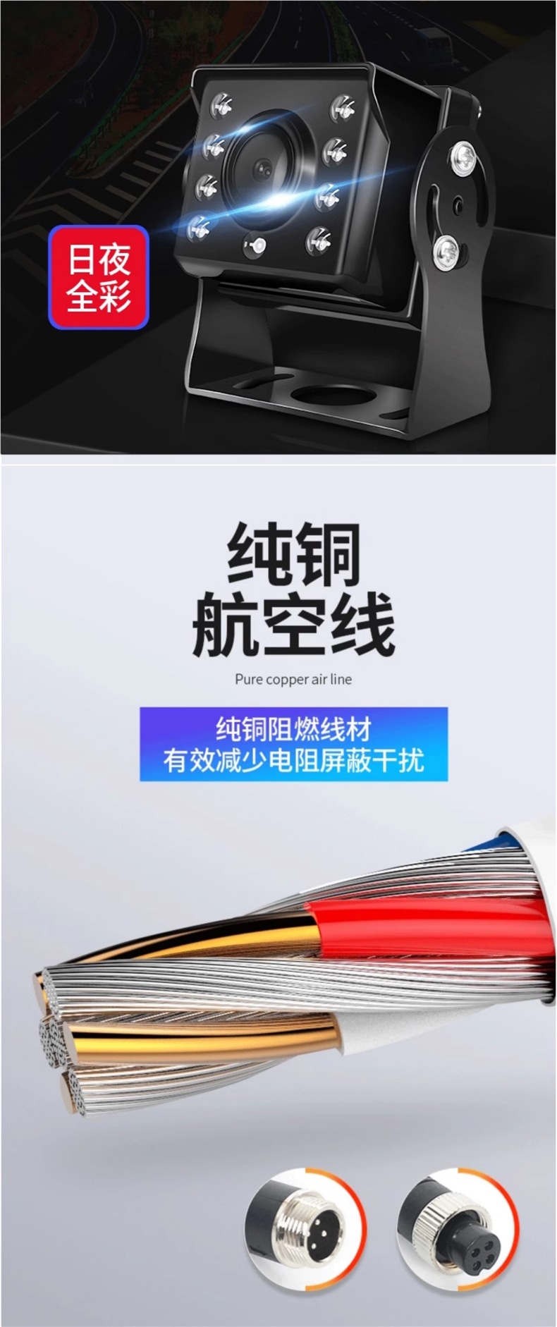 Truck Reversing Image Display 12V24 Vehicle-Mounted High-Definition Night Vision Harvester Passenger Car Four-Way Monitoring Recorder