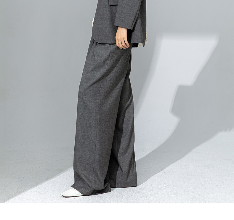 Áo blazer nữ cổ V len TR cao cấp dáng suông công sở — Quần màu xám 73144113 chi tiết 23