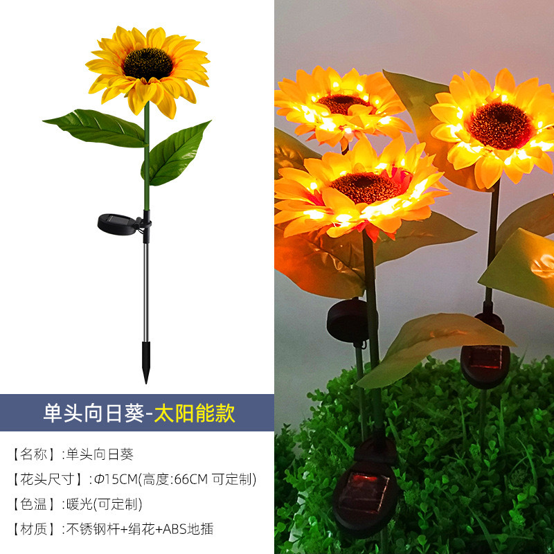 Luz solar de girasol al aire libre patio villa balcón jardín simulación de flores de sol decoración insertar césped lámpara de noche