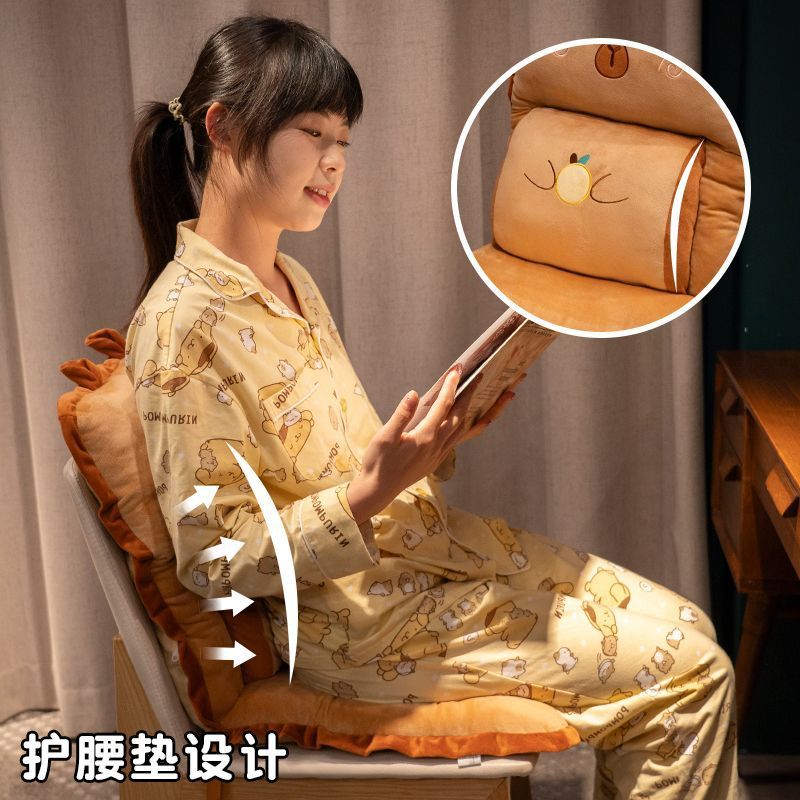 椅子クッション、腰クッション、背もたれ一体型シートクッション、冬用オフィス座りクッション、学生寮椅子クッション|undefined