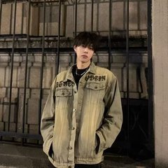 カウボーイコート男黄泥染水洗いして旧春秋アメリカレトロ街頭ゆるいカジュアルカップルジャケット潮