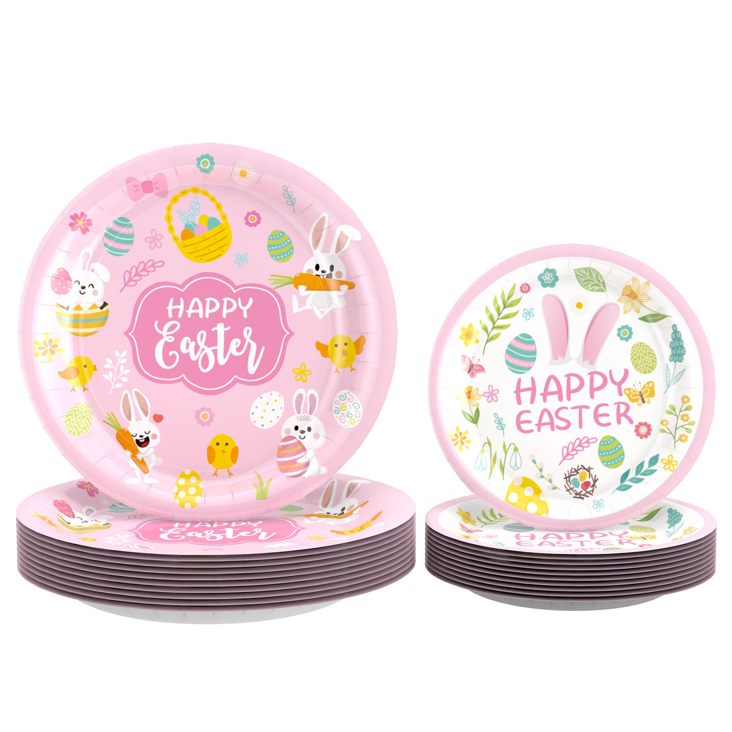 Nuevo TEMA DE Pascua fiesta Placa de papel decoración suministros conejo colorido huevo papel desechable taza mantel vajilla traje