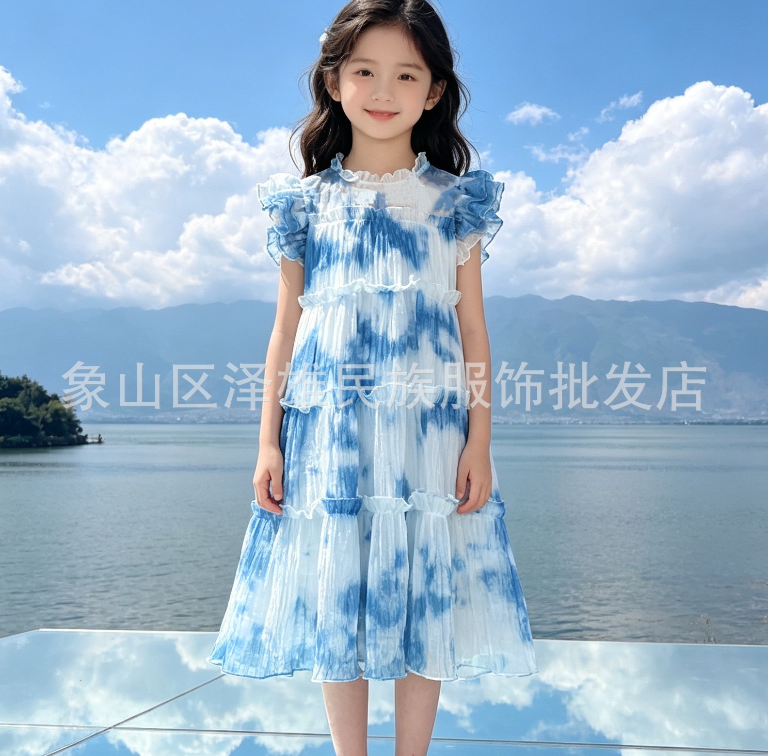 Feifei sleeve tie-dye children's skirt