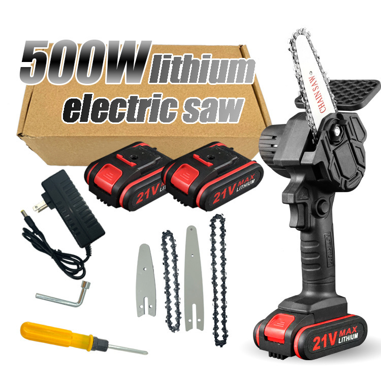 4寸6寸无线电动迷你锂电锯 21V无线锯伐木锯单手锯砍树修枝锯跨境