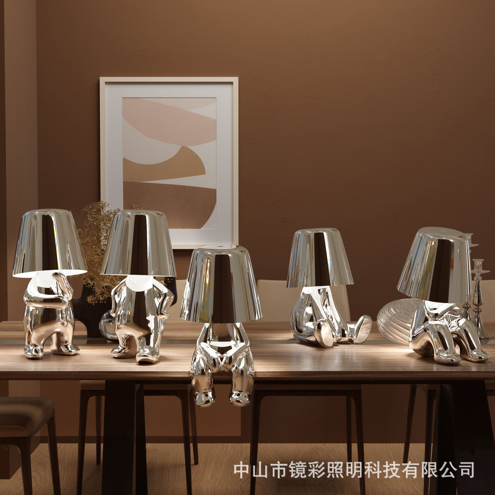 Fábrica transfronteriza Hermanos de oro lámpara de mesa decoración noche luz lámpara pensador