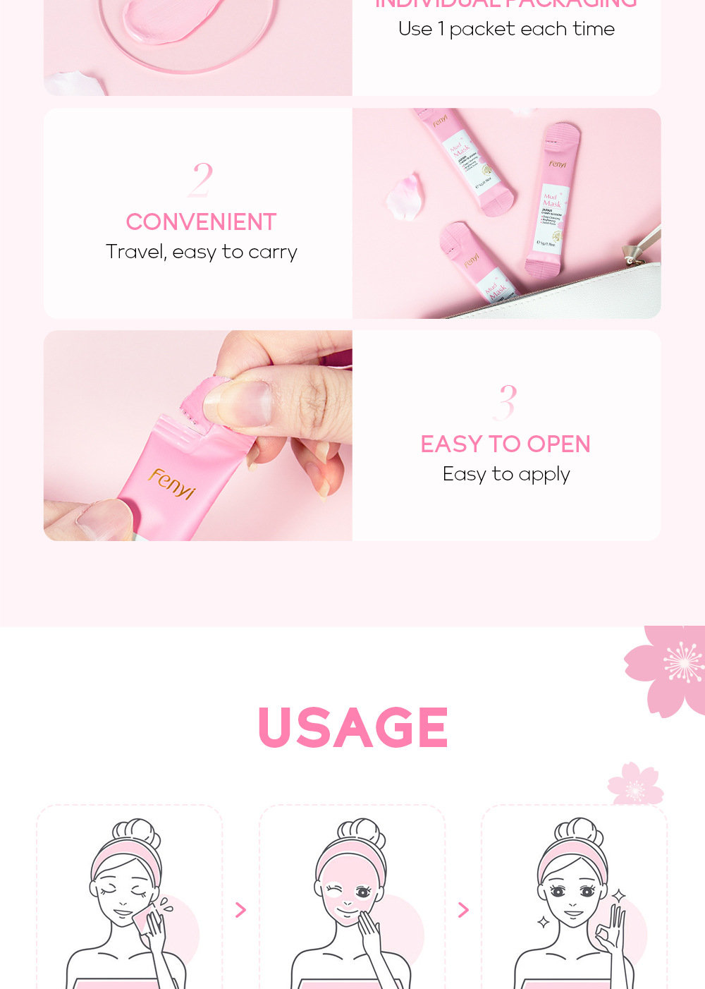 FENYI Cherry Blossom Mud Mask 1 piece 5g Facial Care and Cleansing Mask Skin Care products Cross-border undefined