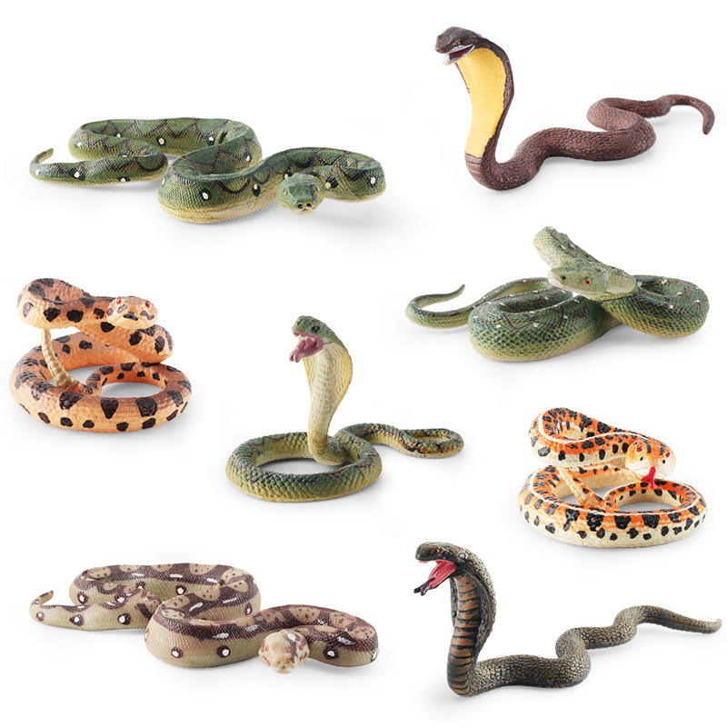 Transfronterizo de simulación anfibios reptiles Python modelo de serpientes de cascabel Cobra truco estático adornos de decoración de escritorio