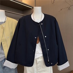 韩系圆领工装短款外套女2025春季新款小个子设计感百搭棒球服夹克