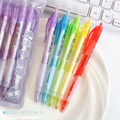 高颜值糖果色按动感叹号中性笔0.5mm顺滑不堵墨学生刷题笔记专用