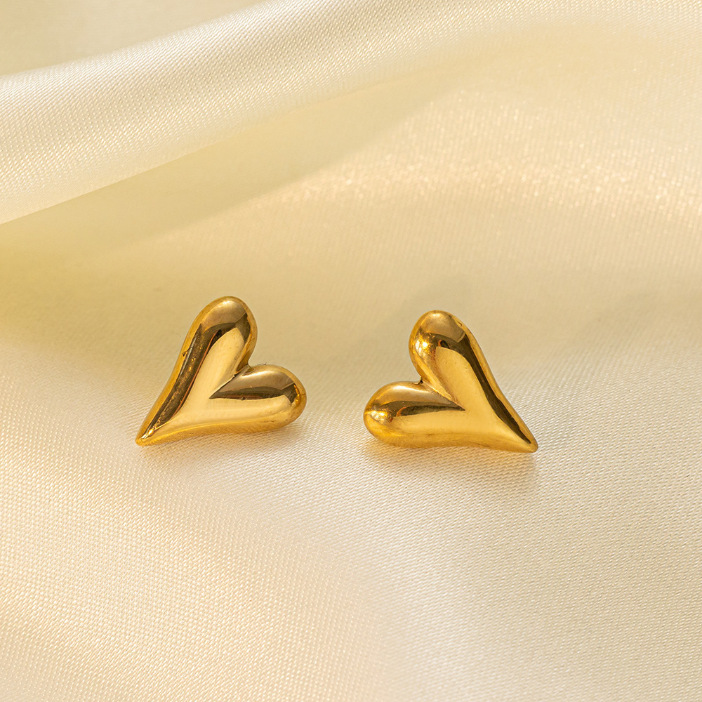 10g Weight 304 Stainless Steel Ear Needle Material Ear Studs Classification 1 Pair Quantity Holiday, Daily Occasion Titanium Steel Material Irregular, Heart Shape Pattern Women's Gender Plating Design Basic, Simple Style Style 1 Pair Basic Simple Style Irregular Heart Shape Plating Titanium Steel Ear Studs 10