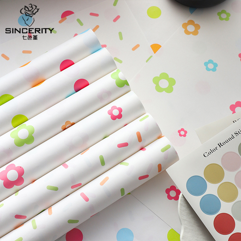 Qisejin nuevo producto papel de embalaje de lunares original ramo de flores material de papel de embalaje de flores regalo floral de bricolaje hecho a mano