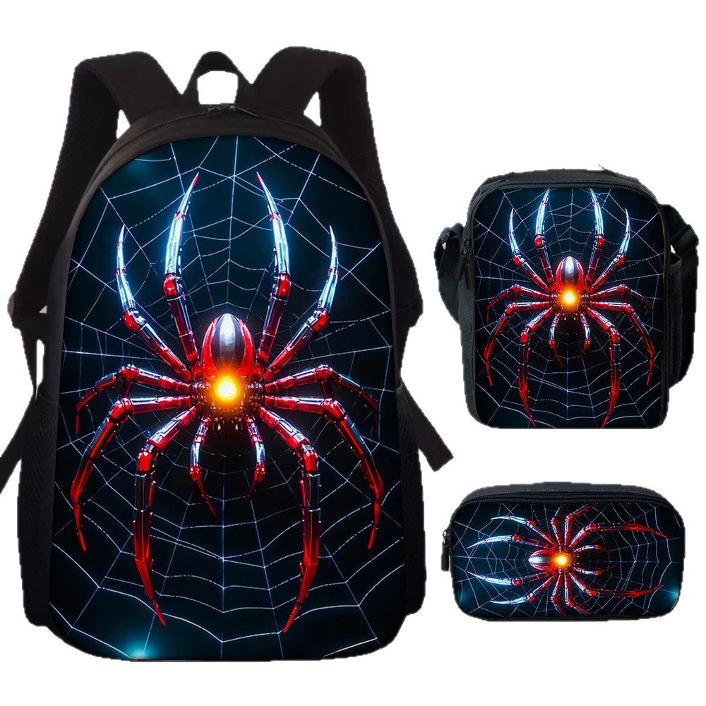 Mochila impresa de venta caliente transfronteriza, mochila escolar para estudiantes de primaria y secundaria, mochila de gran capacidad, bolso, estuche para lápices, juego de tres piezas