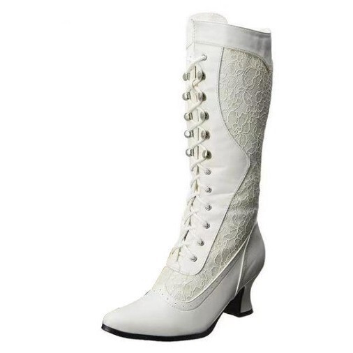 wish AliExpress Amazon 2023 autumn and winter new white women's boots thick heel boots Knight boots