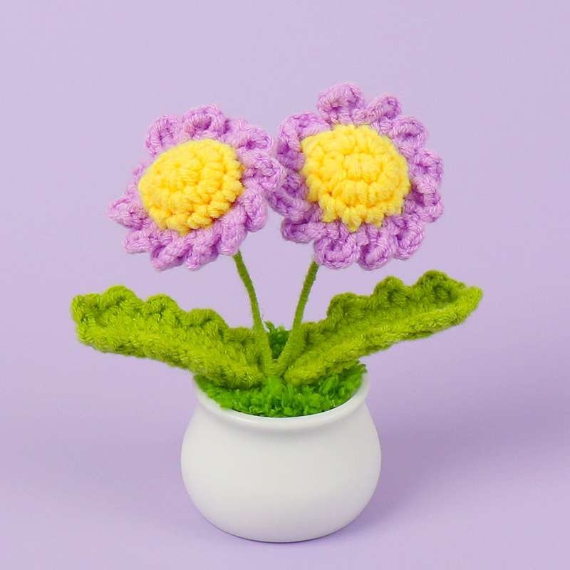 完成品クロスボーダーニットウールひまわり鉢植え造花研究デスクトップ装飾品卒業子供の日の小さなギフト|undefined