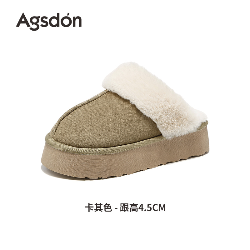 Antiguo Lion Dengjia zapatillas de terciopelo para mujeres 2025 nuevo invierno grueso Boken un pedazo de zapatilla de lana de nieve gruesa