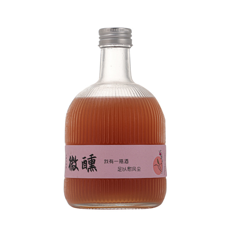 新款丝口竖纹果酒瓶透明加厚玻璃密封女士果酒甜酒青梅米酒分装瓶|undefined