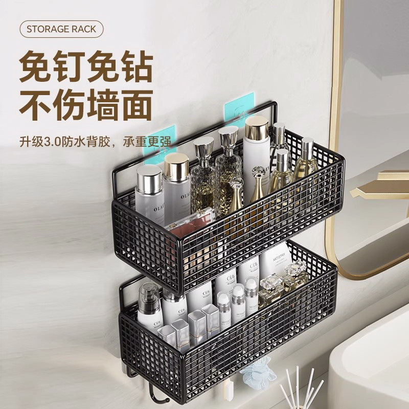 Rack de almacenamiento de artículos de baño Rack de pared de baño sin agujeros Rack de pared de lavabo Rack de pared de baño Rack de almacenamiento de pared de baño