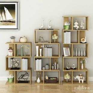 Simple Bookshelf Floor-Standing Storage Rack Free Combination Simple Small Bookshelf Kidsren's Storage Shelf Living Room Partition Creative
