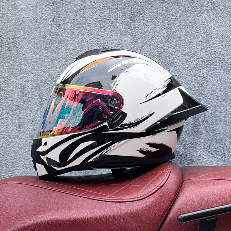 Casco integral transfronterizo DOT de la versión mejorada de LVS con doble lente para hombres, casco de seguridad universal para todas las estaciones para motociclistas femeninas, casco de motocicleta con doble lente.