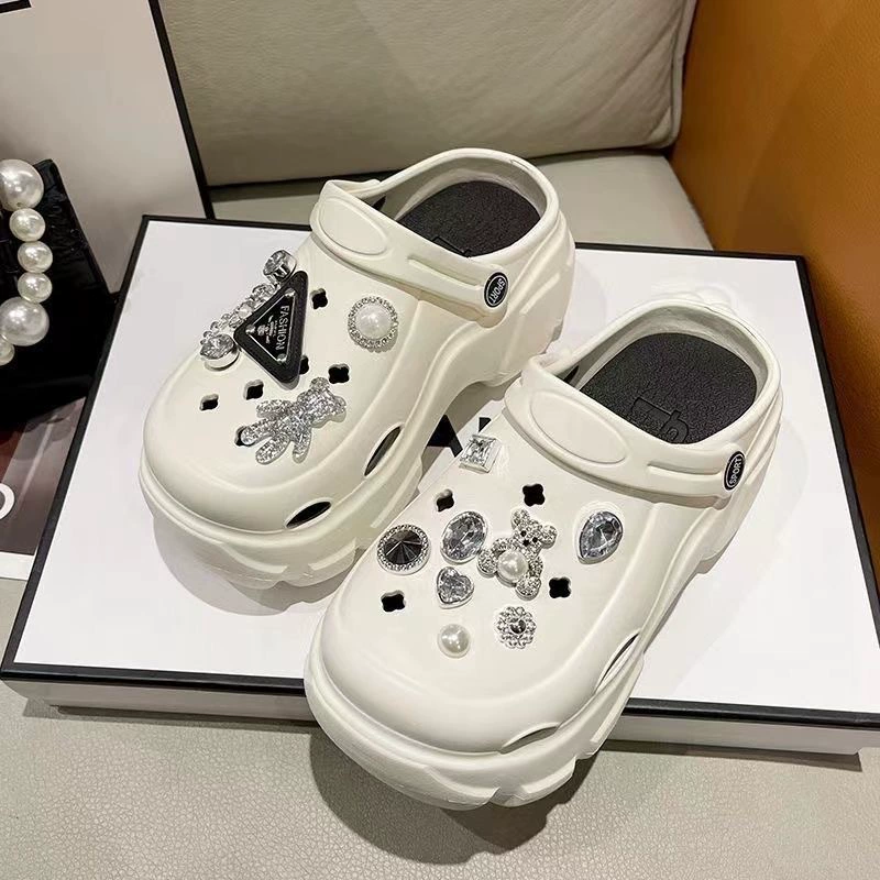 Хрустальный медведь DIY аксессуары Симпатичные пещерные туфли с толстой подошной сандалии