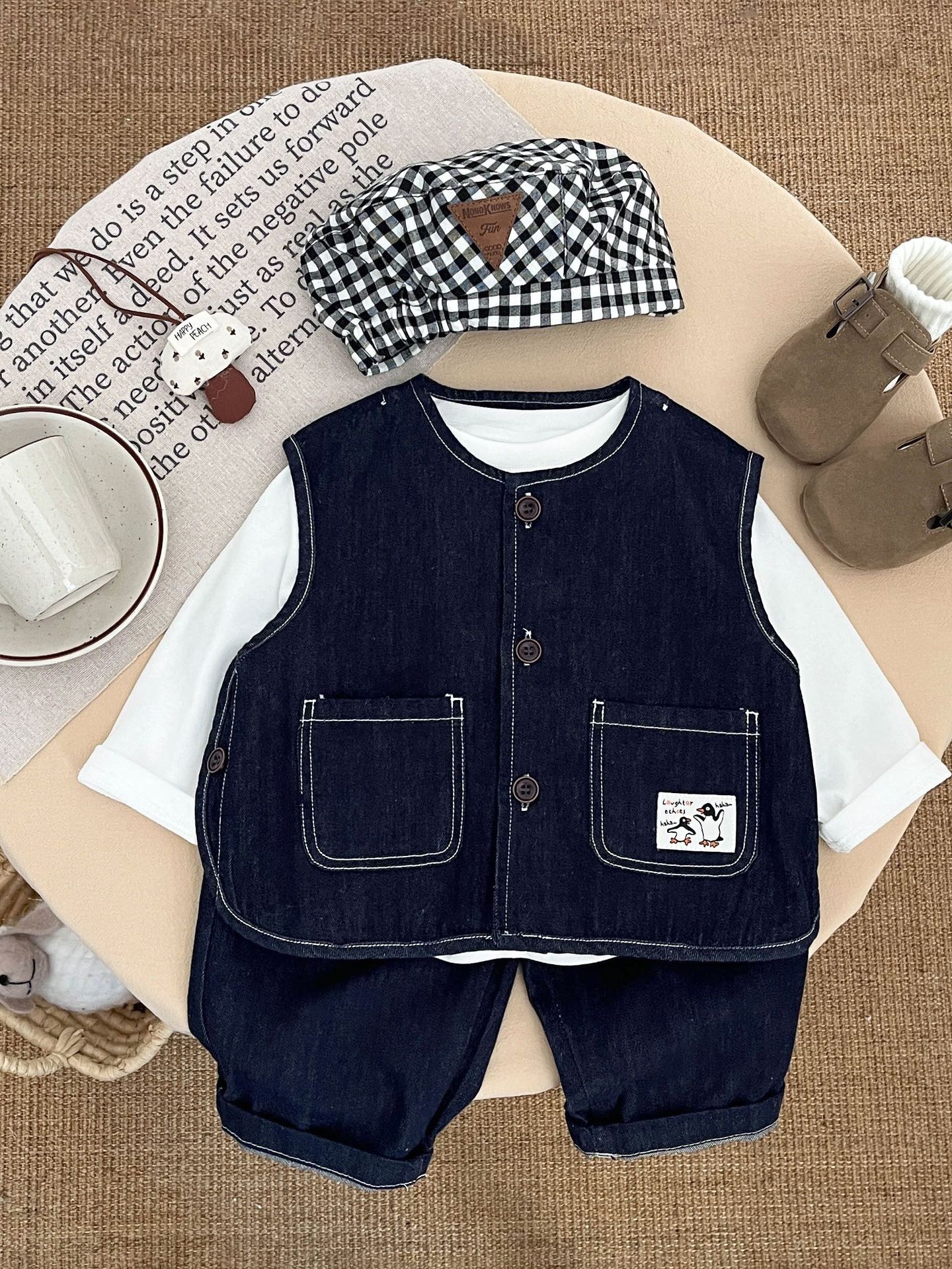 Chaleco vaquero para niños, conjunto de otoño, chaleco holgado y versátil, ropa exterior para bebés, chaleco informal para niños