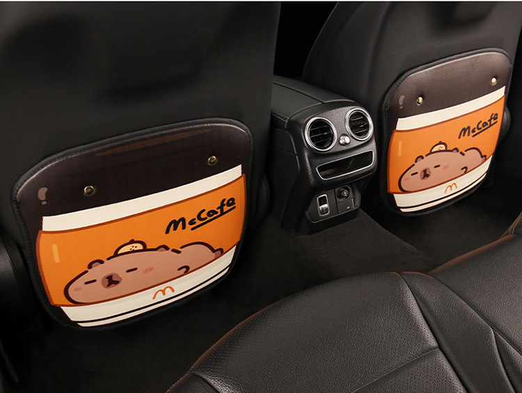 Three-Color Kapibara Anti-Kick Pad for Women, Cute Cartoon Seat Back Anti-Kick Pad, Car Seat Back Anti-Fouling Pad