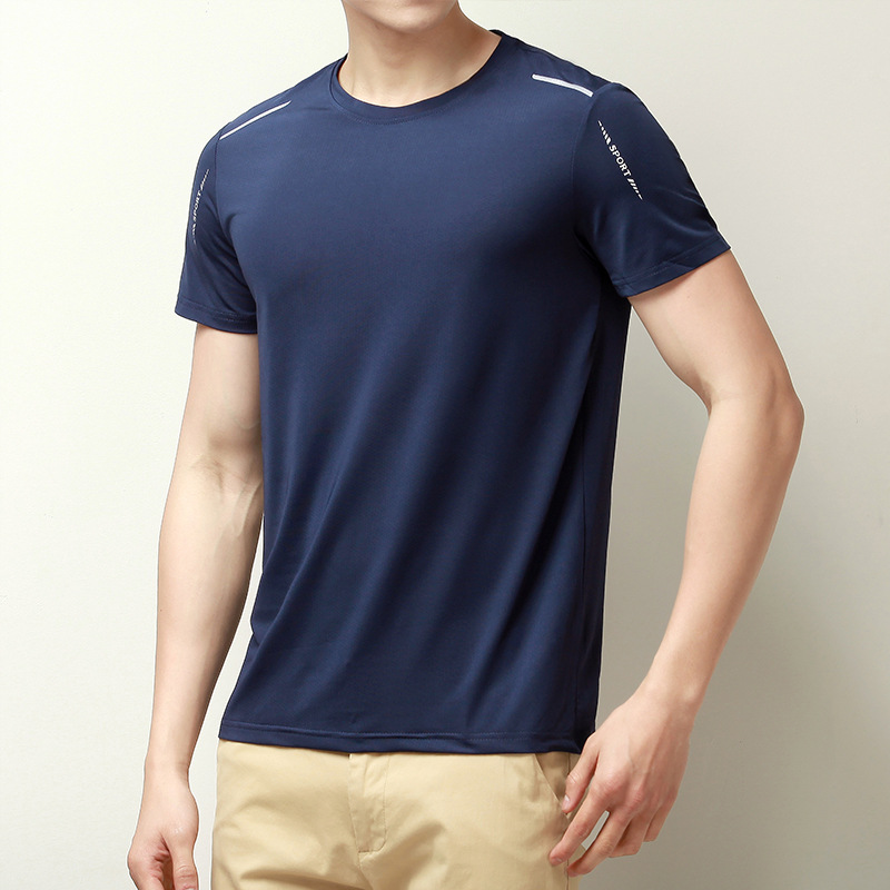 Breathable silk quick dry elastic thin solid sports short sleeve…